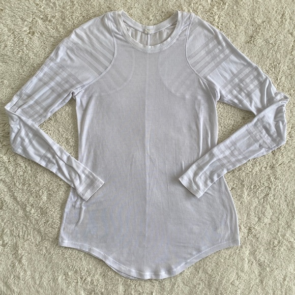 lululemon athletica Tops - ❤️ Lululemon Long Sleeve White Stripe Shirt Size 6